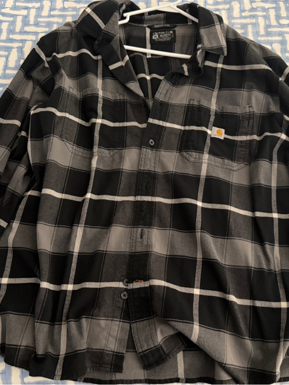 Carhartt Black & Gray Plaid Button-Down Flannel Shirt